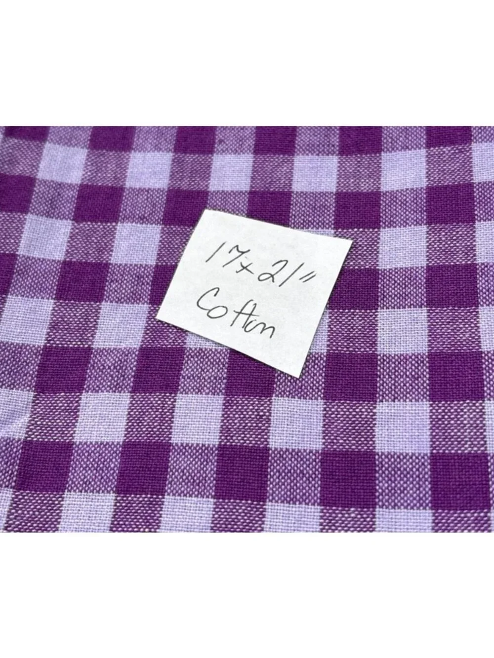 Purple Gingham Check Cotton Fabric 17x21